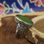 انگشتر عقیق سبز نقره مردانه طرح سلمان - Image 2