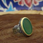 انگشتر عقیق سبز نقره مردانه طرح سلمان - Image 3
