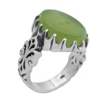 انگشتر عقیق سبز نقره مردانه طرح ملک + حکاکی