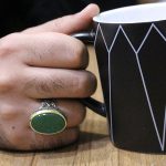 انگشتر عقیق سبز نقره مردانه طرح صدیق + حکاکی یا فاطمه الزهرا (س) - Image 4