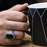 انگشتر عقیق مشکی نقره مردانه طرح حبیب - Image 4