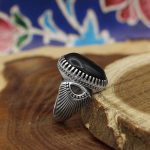 انگشتر عقیق مشکی نقره مردانه طرح مهرشاد - Image 2