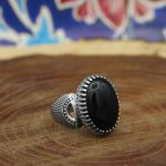 انگشتر عقیق مشکی نقره مردانه طرح مهرشاد - Image 3