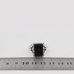 انگشتر عقیق مشکی نقره مردانه طرح علمدار + حکاکی - Image 5