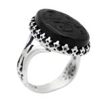 انگشتر عقیق مشکی نقره مردانه طرح حفیظ + یا رقیه جان (س)