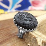 انگشتر عقیق مشکی نقره مردانه طرح حفیظ + یا رقیه جان (س) - Image 2