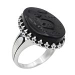 انگشتر عقیق سرخ نقره مردانه طرح نیما + حکاکی یا حسین (ع)