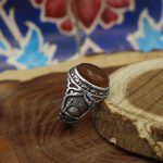 انگشتر عقیق سرخ یمنی نقره مردانه طرح رئوف - Image 2