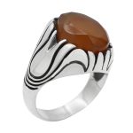 انگشتر عقیق سرخ یمنی نقره مردانه طرح دامون