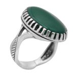 انگشتر عقیق سبز نقره مردانه طرح صاحب