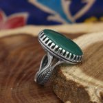 انگشتر عقیق سبز نقره مردانه طرح صاحب - Image 3