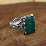 انگشتر عقیق سبز نقره مردانه طرح نوید + حکاکی حسبی الله - Image 2