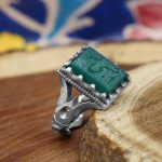 انگشتر عقیق سبز نقره مردانه طرح نوید + حکاکی حسبی الله - Image 3