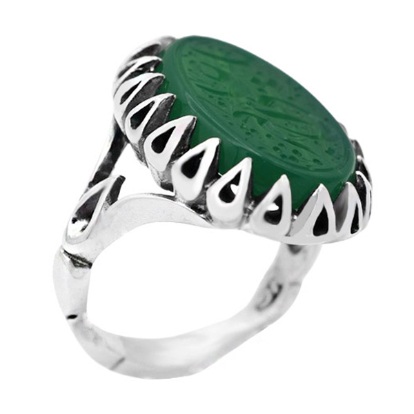 4-1-1927 mehran-green-agate-ring(1) انگشتر عقیق سبز مردانه نقره ساده