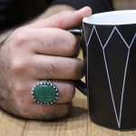 انگشتر عقیق سبز نقره مردانه طرح مهران + حکاکی یا علی اکبر (ع) - Image 5