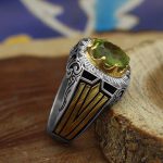 انگشتر زبرجد الماس تراش نقره مردانه طرح کیاشا - Image 2