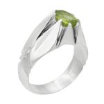 انگشتر زبرجد الماس تراش نقره مردانه دست ساز طرح بانی