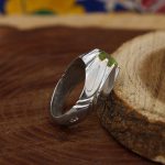 انگشتر زبرجد الماس تراش نقره مردانه دست ساز طرح بانی - Image 3