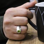 انگشتر زبرجد الماس تراش نقره مردانه دست ساز طرح بانی - Image 4