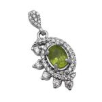 گردنبند زبرجد الماس تراش نقره زنانه طرح ارغوان