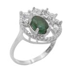 انگشتر زمرد الماس تراش نقره زنانه طرح پردیس