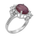 انگشتر یاقوت سرخ الماس تراش نقره زنانه طرح غزاله