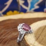 انگشتر یاقوت سرخ الماس تراش نقره زنانه طرح غزاله - Image 2