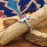 انگشتر یاقوت سرخ الماس تراش نقره زنانه طرح غزاله - Image 3