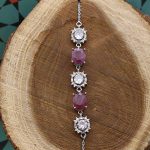 دستبند یاقوت سرخ الماس تراش نقره زنانه طرح ژاله - Image 2