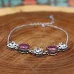 دستبند یاقوت سرخ الماس تراش نقره زنانه طرح ژاله - Image 3