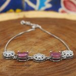 دستبند یاقوت سرخ الماس تراش نقره زنانه طرح فتانه - Image 3