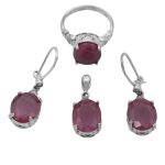 نیم ست یاقوت سرخ الماس تراش نقره زنانه طرح شوکا