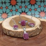 نیم ست یاقوت سرخ الماس تراش نقره زنانه طرح شوکا - Image 3