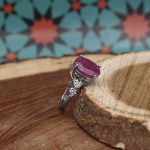 نیم ست یاقوت سرخ الماس تراش نقره زنانه طرح شوکا - Image 4