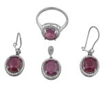 نیم ست یاقوت سرخ الماس تراش نقره زنانه طرح صوفیا