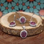 نیم ست یاقوت سرخ الماس تراش نقره زنانه طرح صوفیا - Image 4