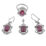 نیم ست یاقوت سرخ الماس تراش نقره زنانه طرح آرمیتا