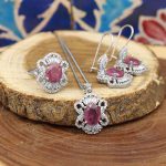 نیم ست یاقوت سرخ الماس تراش نقره زنانه طرح آرمیتا - Image 4