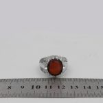 انگشتر گارنت نقره مردانه دست ساز طرح قلم زنی برسا - Image 5