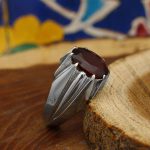 انگشتر گارنت الماس تراش نقره مردانه دست ساز طرح بهرام - Image 2