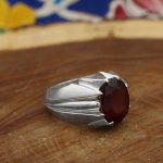 انگشتر گارنت الماس تراش نقره مردانه دست ساز طرح بهرام - Image 3