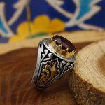 انگشتر گارنت نقره مردانه طرح بهنام - Image 2