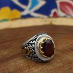 انگشتر گارنت نقره مردانه طرح بهنام - Image 3