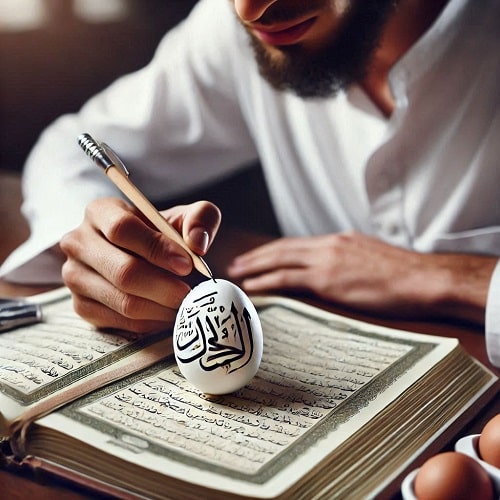 نوشتن دعای چشم زخم روی تخم مرغ