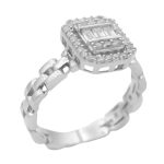 حلقه تک نگین نقره زنانه طرح ماهلی