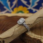 حلقه تک نگین نقره زنانه طرح ماهلی - Image 2