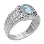 انگشتر توپاز الماس تراش نقره مردانه طرح افشین