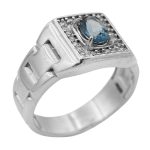 انگشتر توپاز الماس تراش نقره مردانه طرح الوند