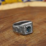 انگشتر توپاز الماس تراش نقره مردانه طرح الوند - Image 3