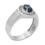 انگشتر توپاز الماس تراش نقره مردانه طرح کسرا